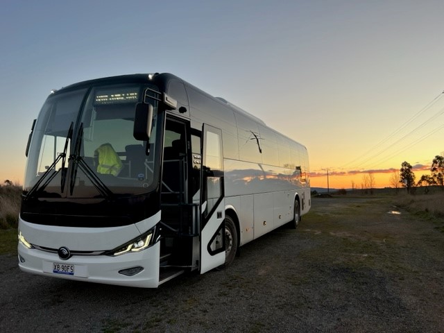 Yutong bus at sunset